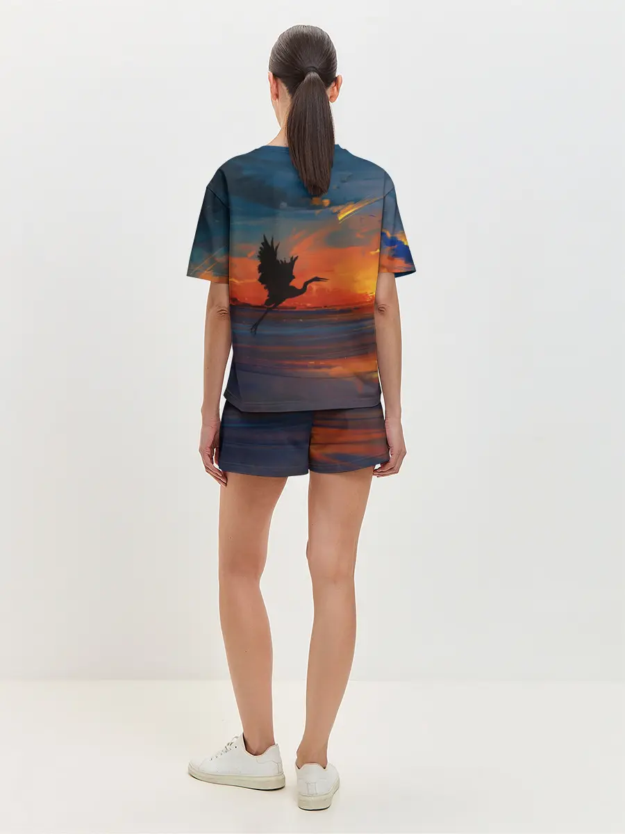 Женская пижама с шортами / Прибрежный закат