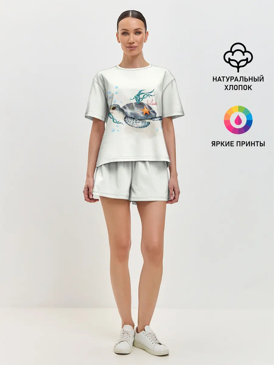 Женская пижама с шортами / черепашка