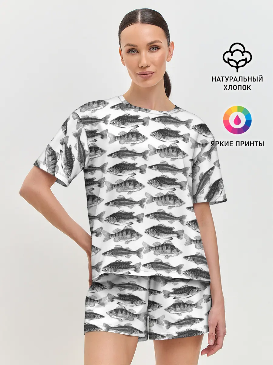 Женская пижама с шортами / рыбки