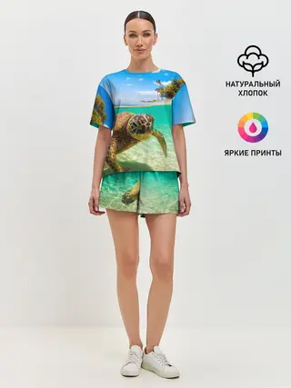 Женская пижама с шортами / Морская черепашка