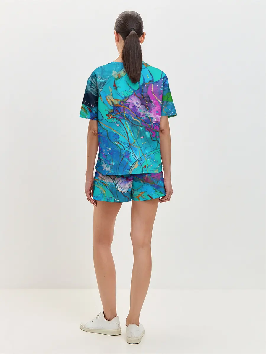 Женская пижама с шортами / Красочная медуза