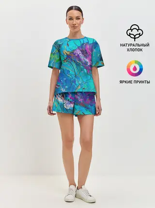 Женская пижама с шортами / Красочная медуза