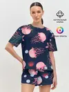 Женская пижама с шортами / розовые медузы