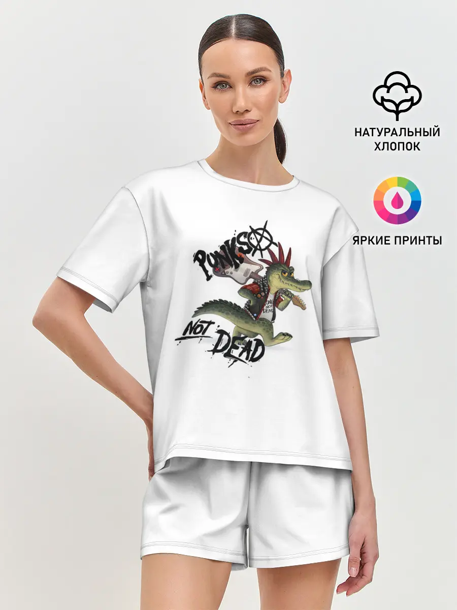 Женская пижама с шортами / Крокодил панк