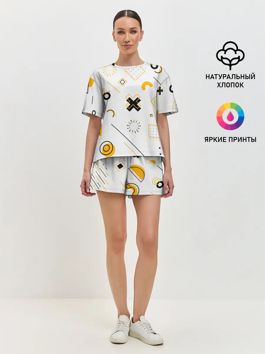 Женская пижама с шортами / Геометрический узор