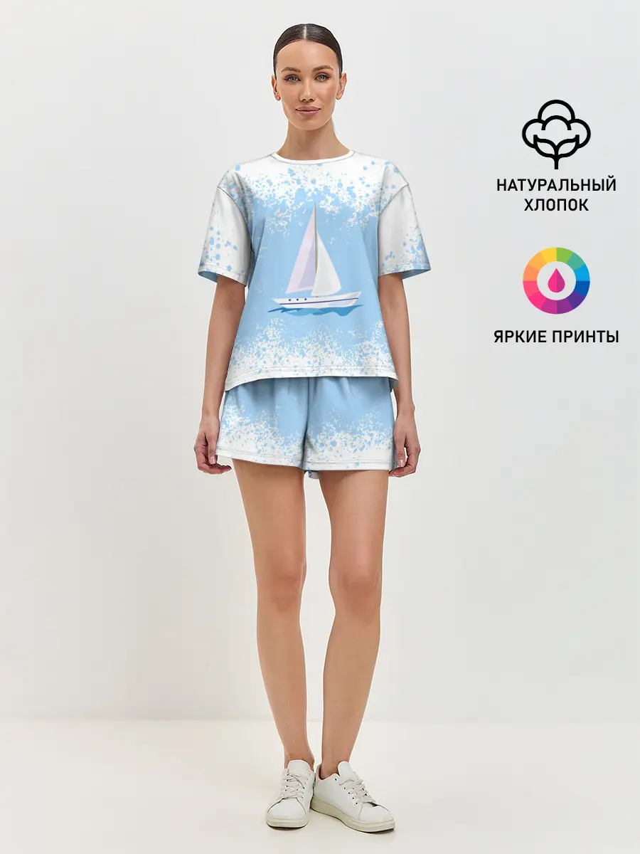 Женская пижама с шортами / ОДИНОКАЯ ЛОДКА | SAILBOAT