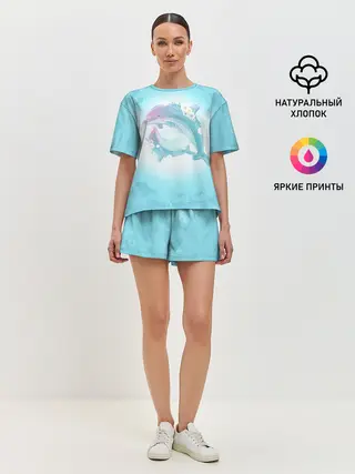 Женская пижама с шортами / Два дельфина