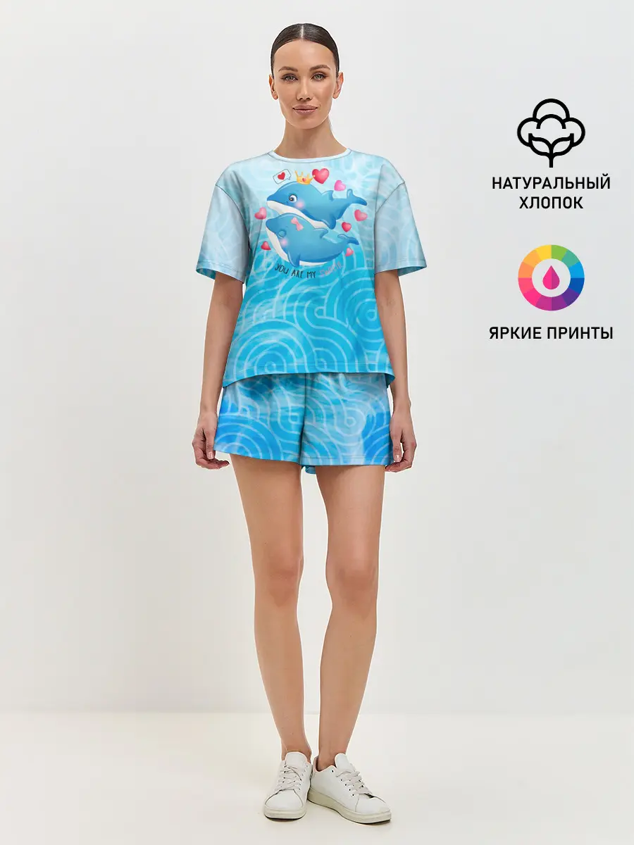 Женская пижама с шортами / Два дельфина