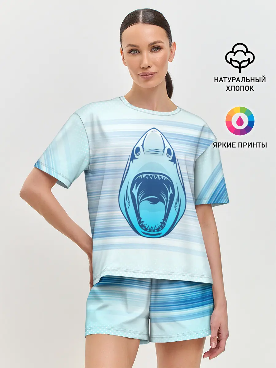 Женская пижама с шортами / Акула