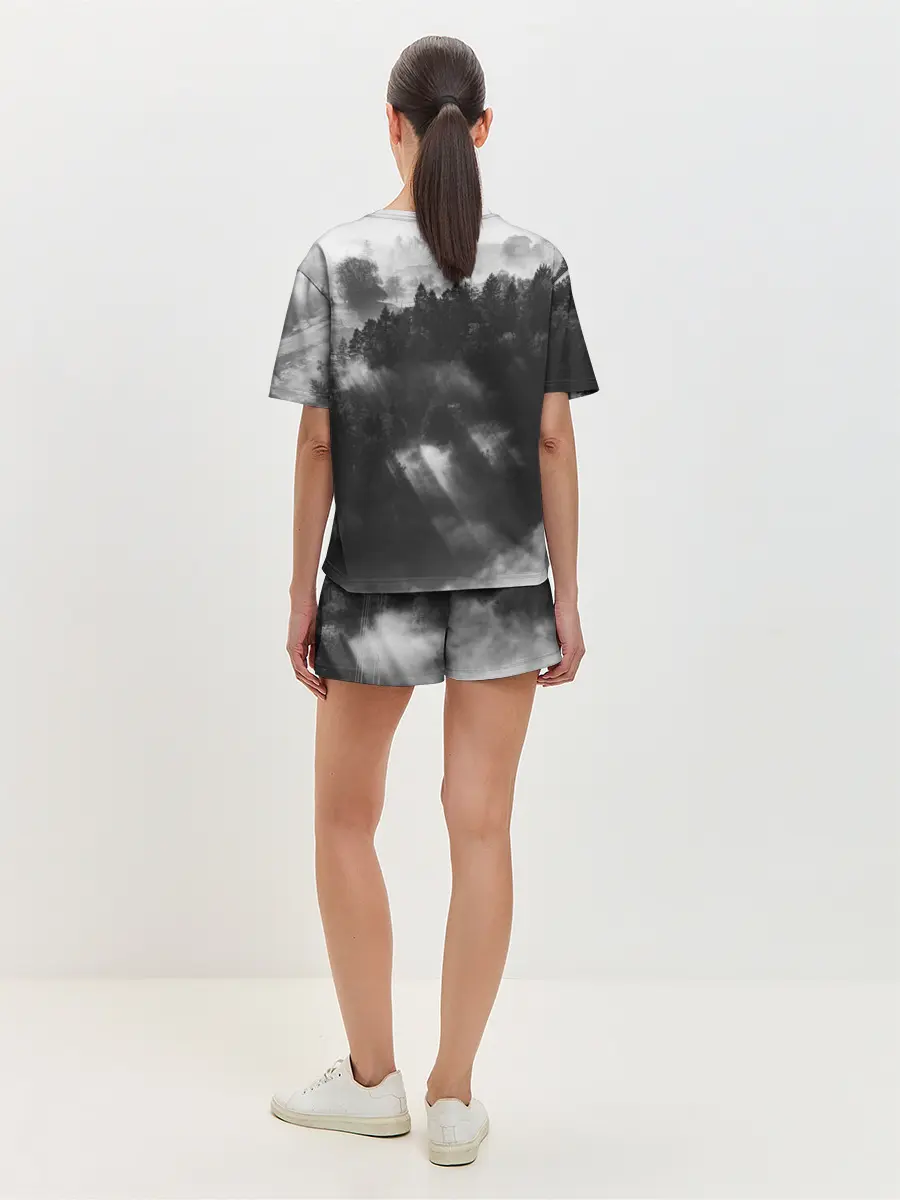 Женская пижама с шортами / Туман в лесу