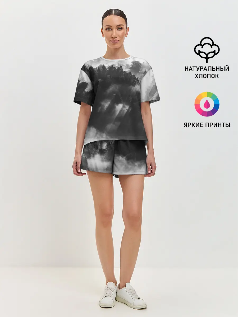 Женская пижама с шортами / Туман в лесу