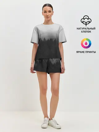 Женская пижама с шортами / Туманный лес