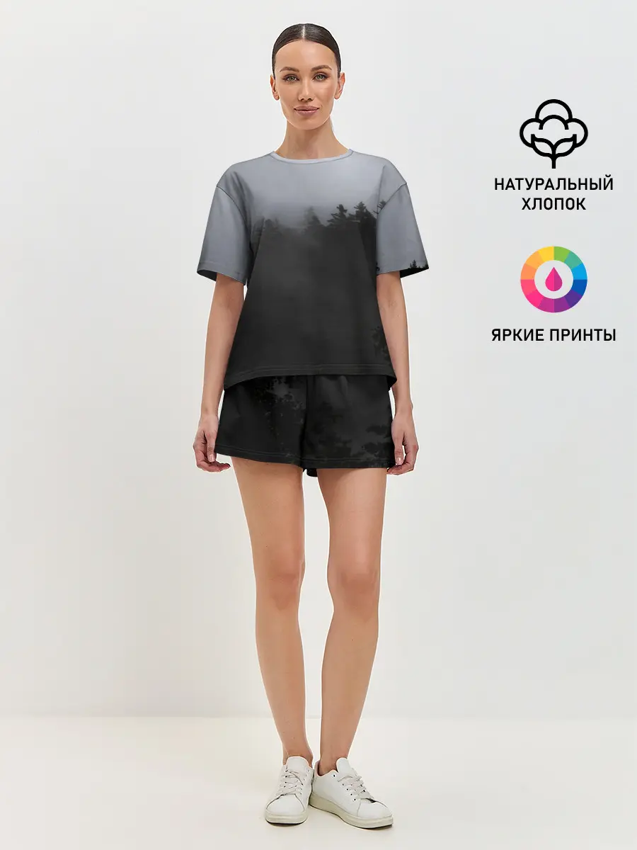 Женская пижама с шортами / Лес в дыму