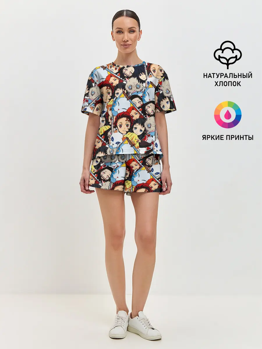 Женская пижама с шортами / КЛИНОК, РАССЕКАЮЩИЙ ДЕМОНОВ