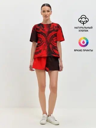 Женская пижама с шортами / BLACK RED DRAGONS TATOO