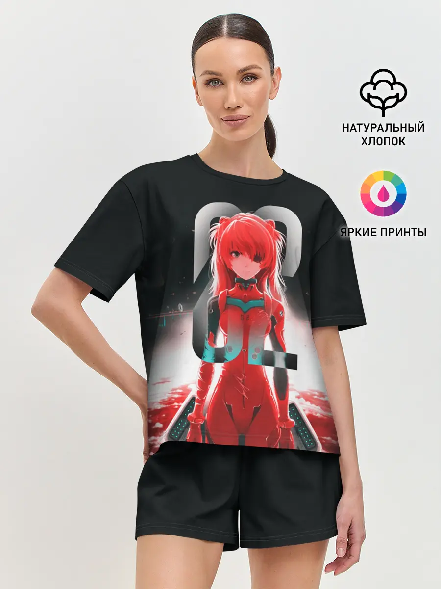 Женская пижама с шортами / Asuka Langle Black