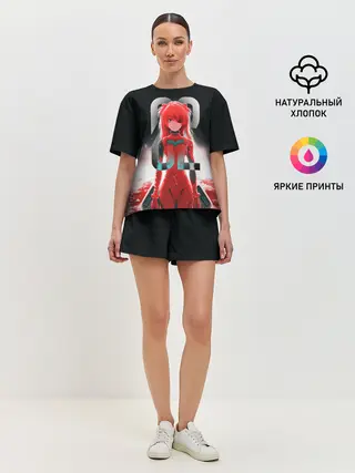 Женская пижама с шортами / Asuka Langle Black