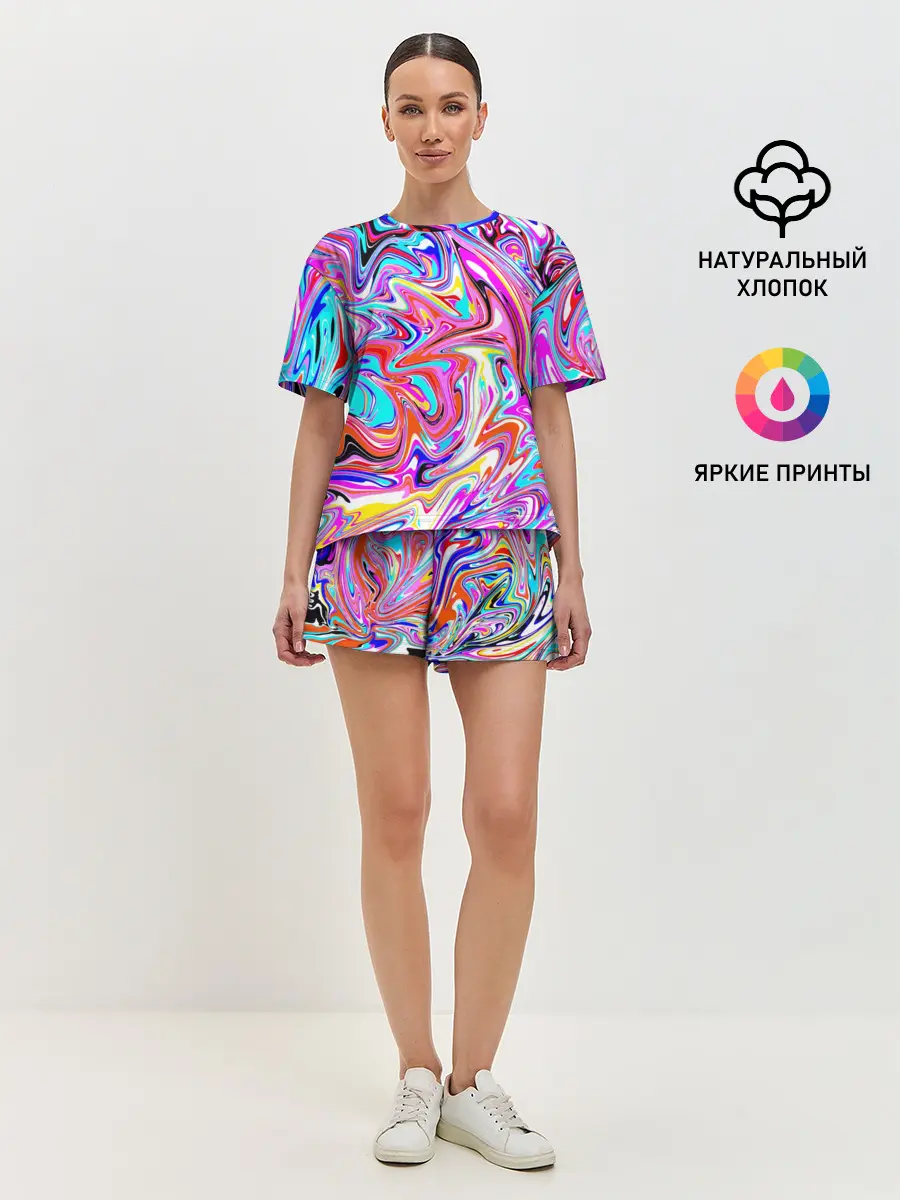 Женская пижама с шортами / ЖИДКИЕ КРАСКИ