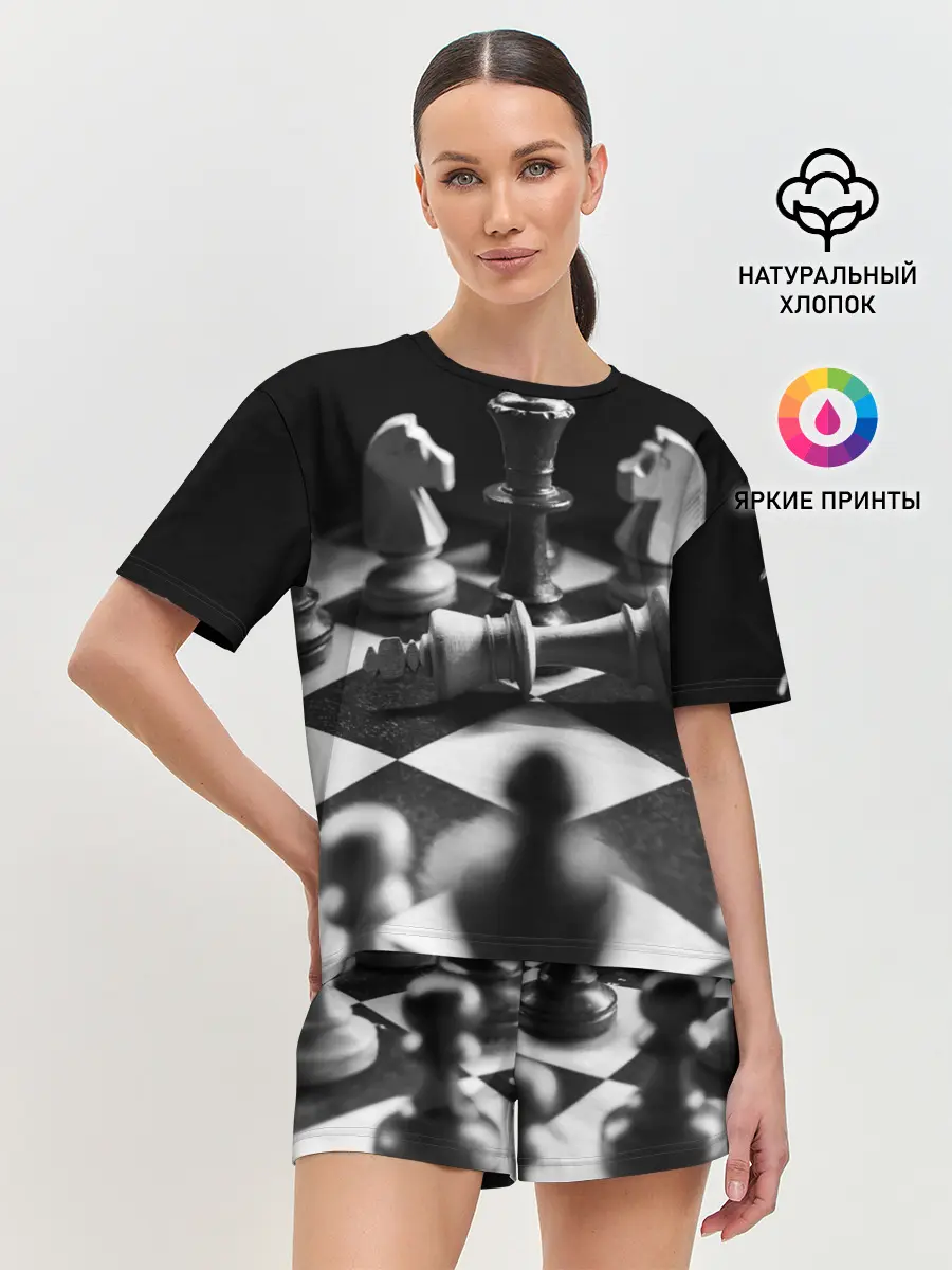 Женская пижама с шортами / Шахматы