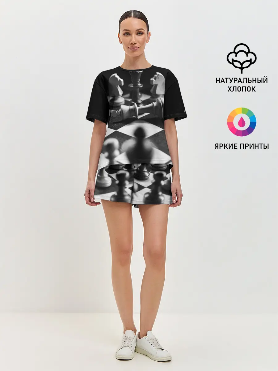 Женская пижама с шортами / Шахматы