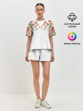 Женская пижама с шортами / Цветы