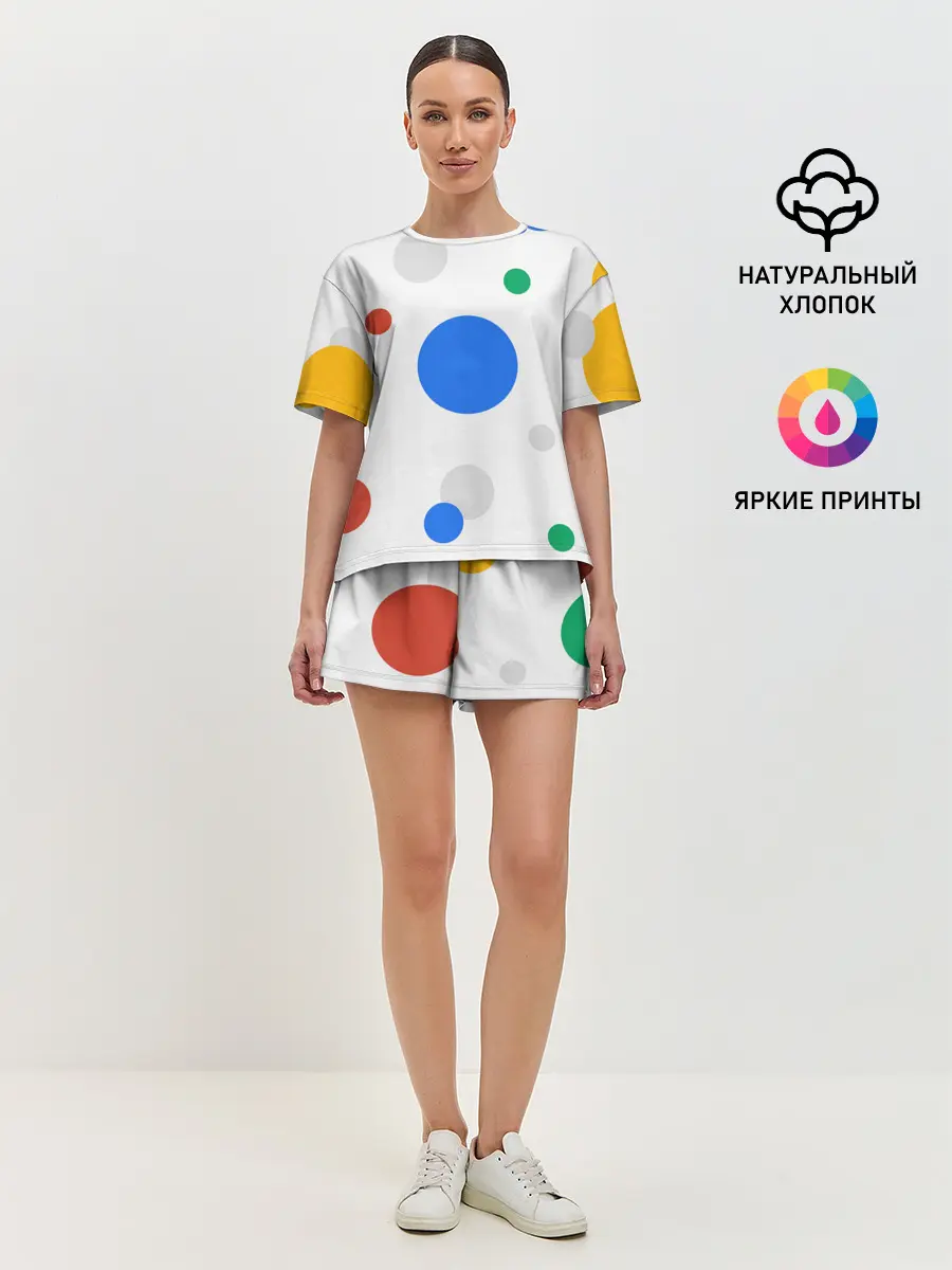 Женская пижама с шортами / Цветной горох