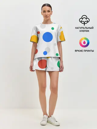 Женская пижама с шортами / Цветной горох