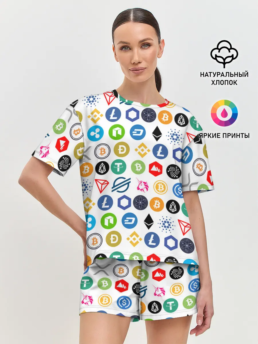 Женская пижама с шортами / BITCOIN PATTERN | БИТКОИН