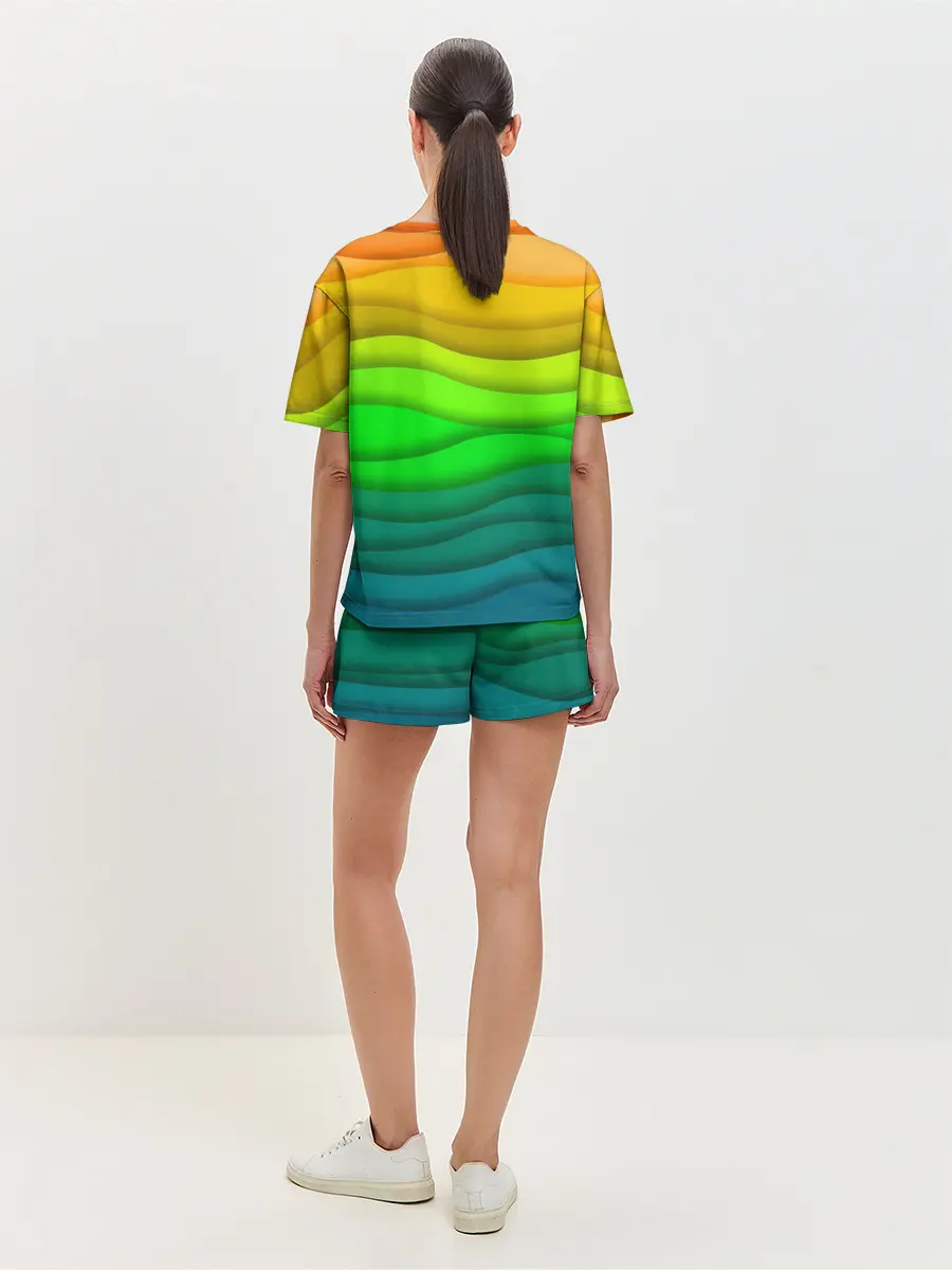 Женская пижама с шортами / Цветные волны