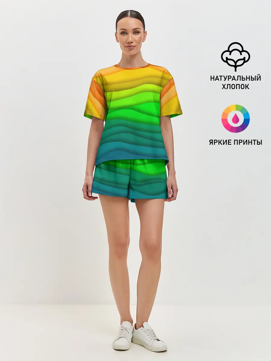 Женская пижама с шортами / Цветные волны