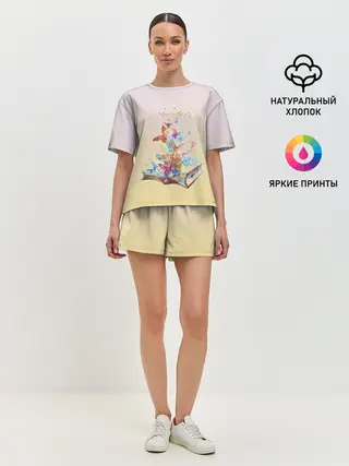 Женская пижама с шортами / бабочки из книги