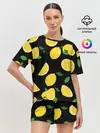 Женская пижама с шортами / Лимоны на чёрном