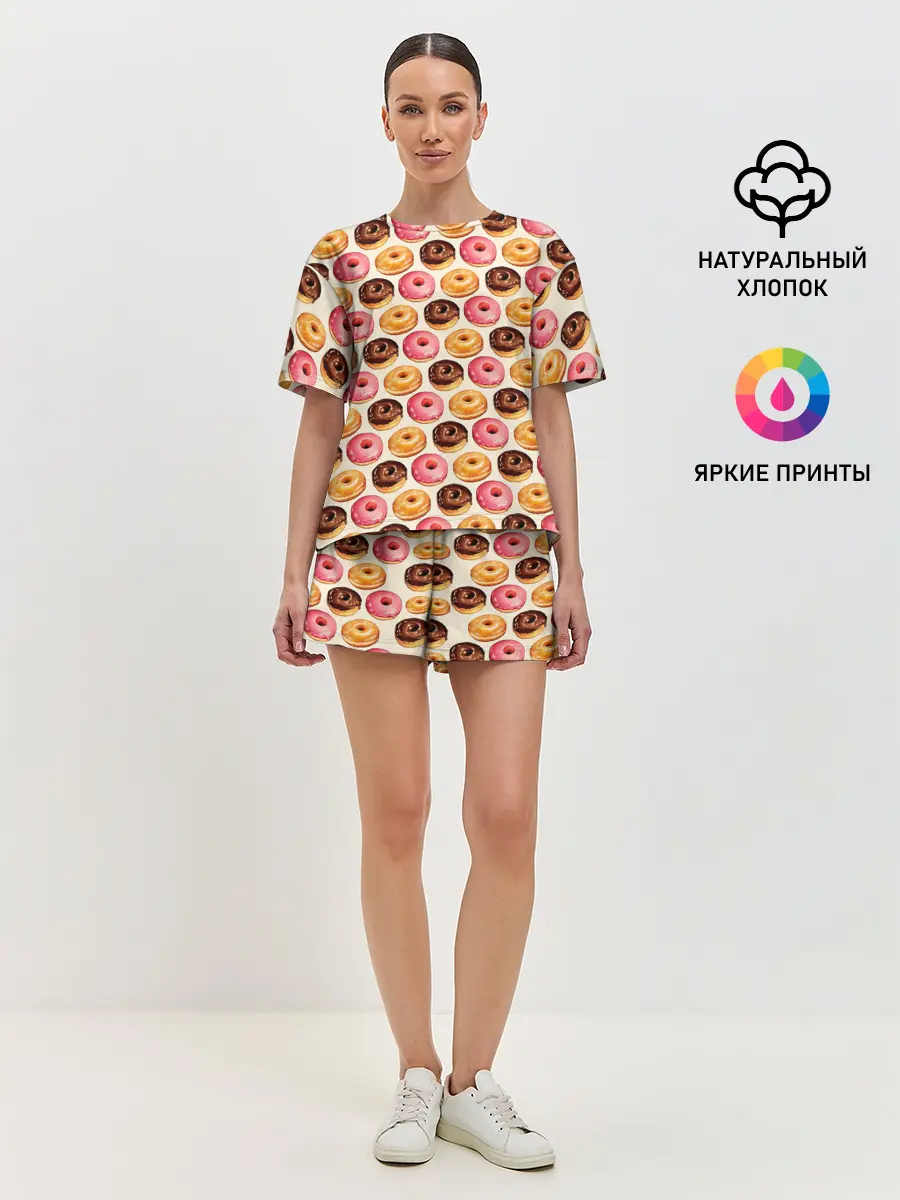 Женская пижама с шортами / Пончики