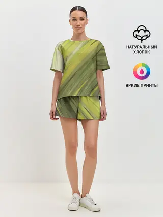 Женская пижама с шортами / Акварельные линии