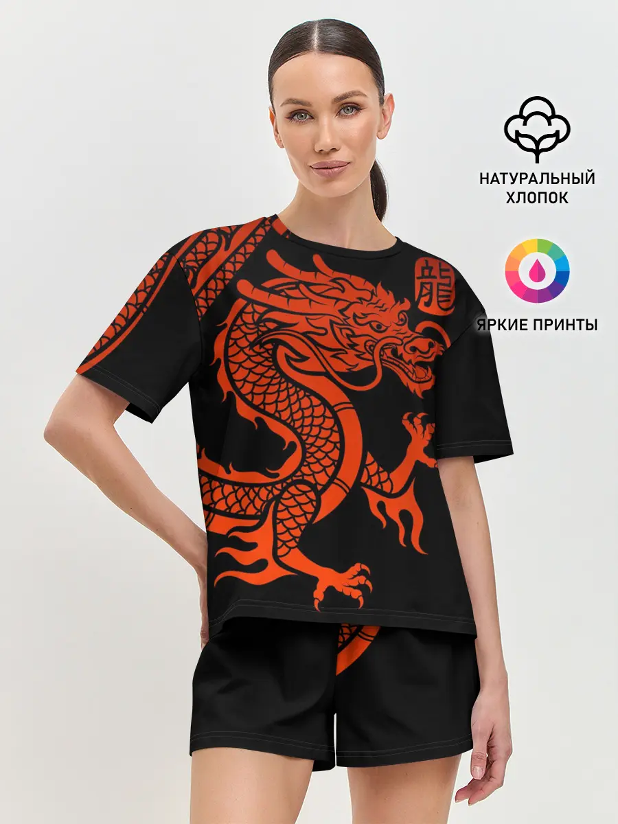 Женская пижама с шортами / RED CHINA DRAGON