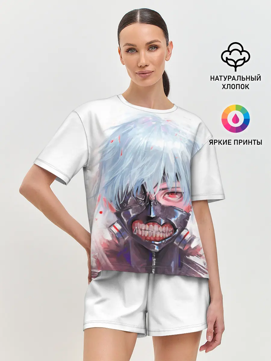 Женская пижама с шортами / Канеки Кен акварель