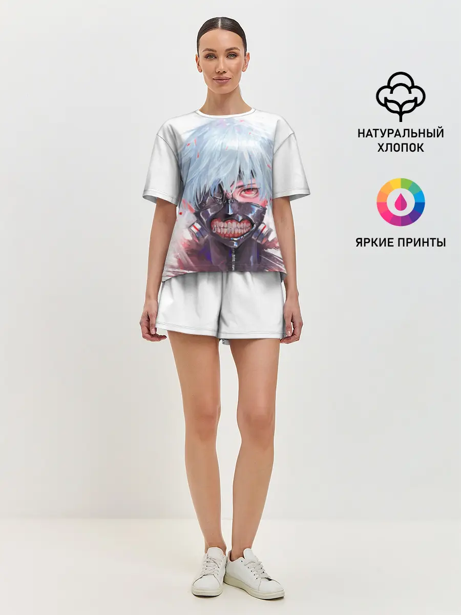 Женская пижама с шортами / Канеки Кен акварель