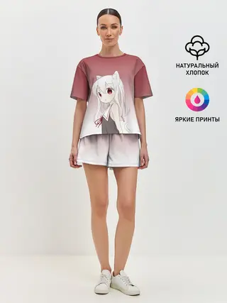 Женская пижама с шортами / малышка ушки хвост глаза