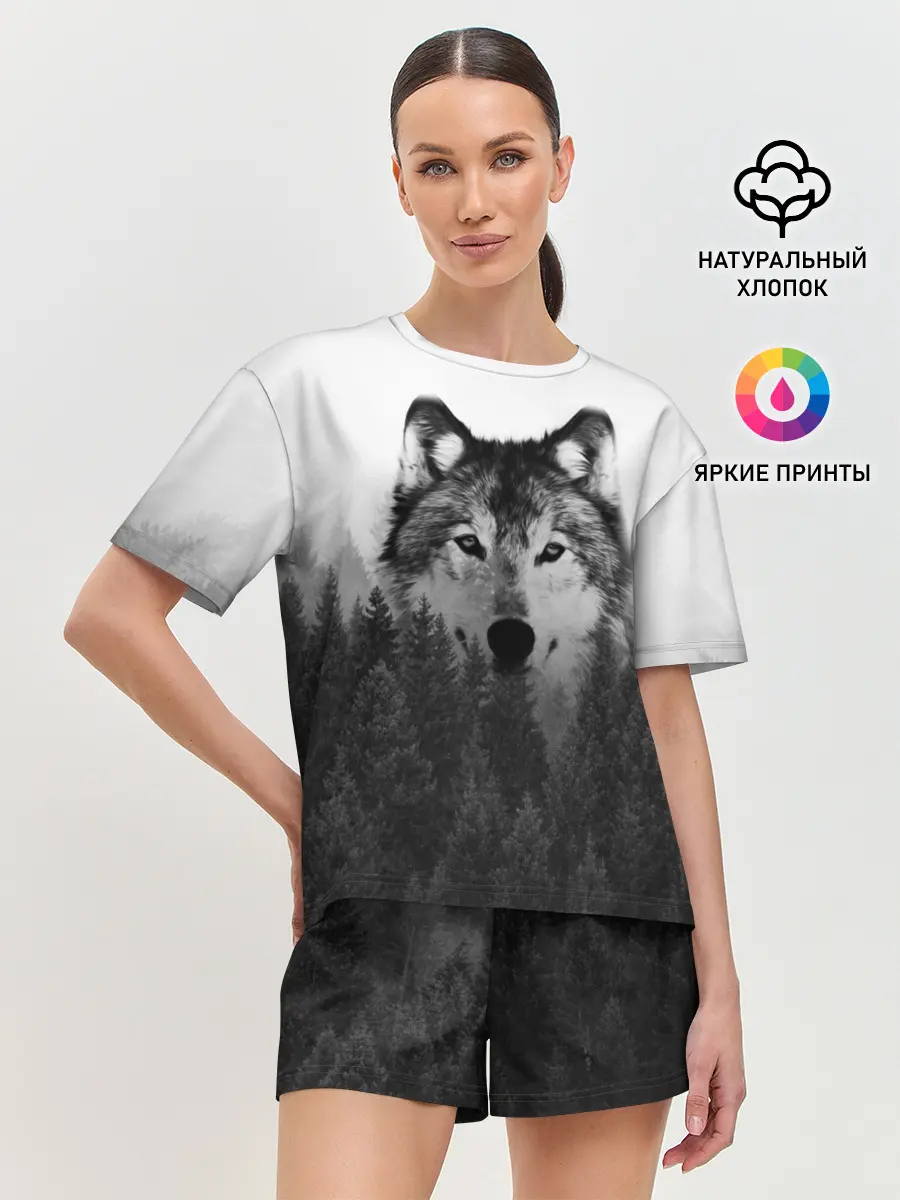 Женская пижама с шортами / Волк