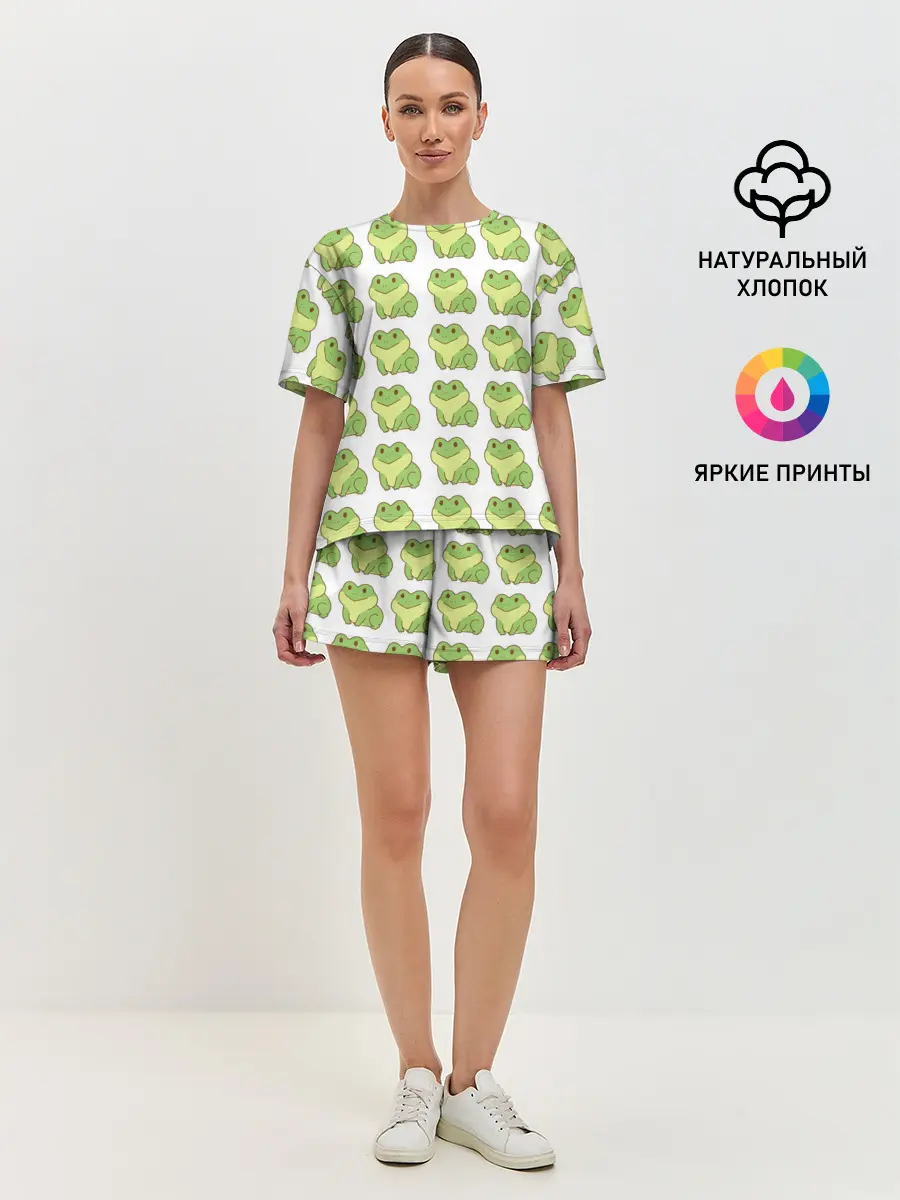 Женская пижама с шортами / лягушки
