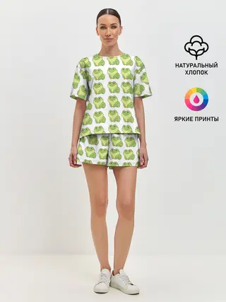 Женская пижама с шортами / лягушки