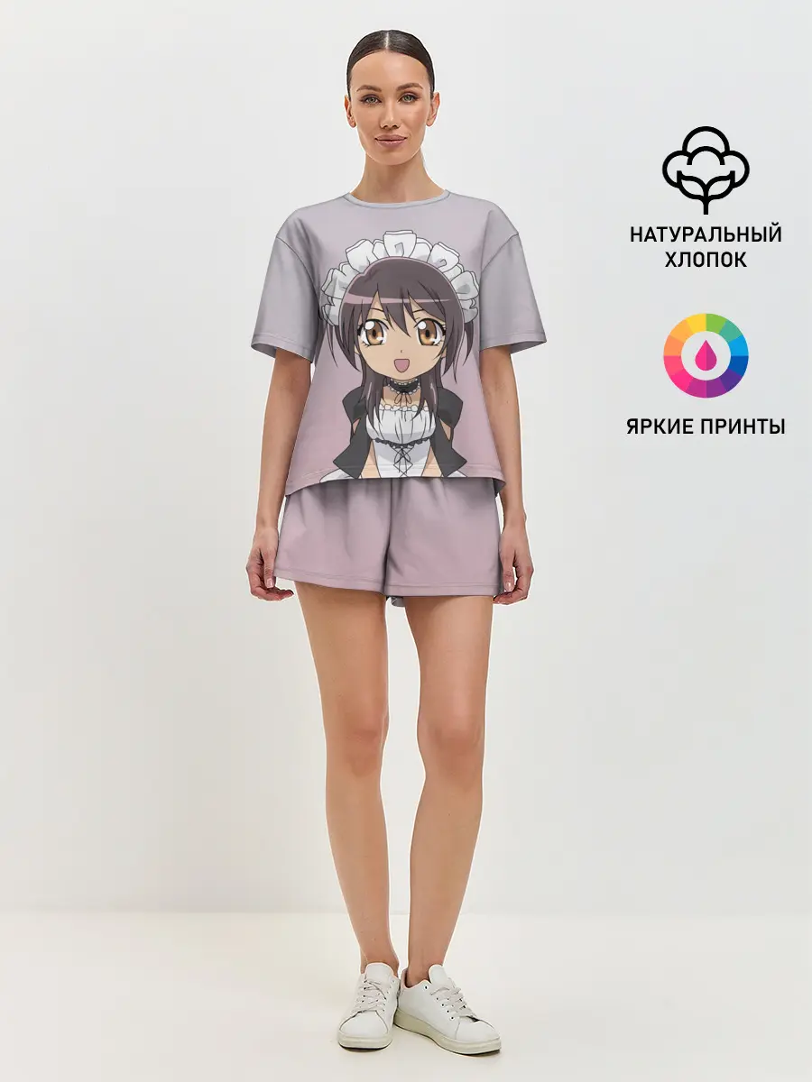 Женская пижама с шортами / аимешная горничная