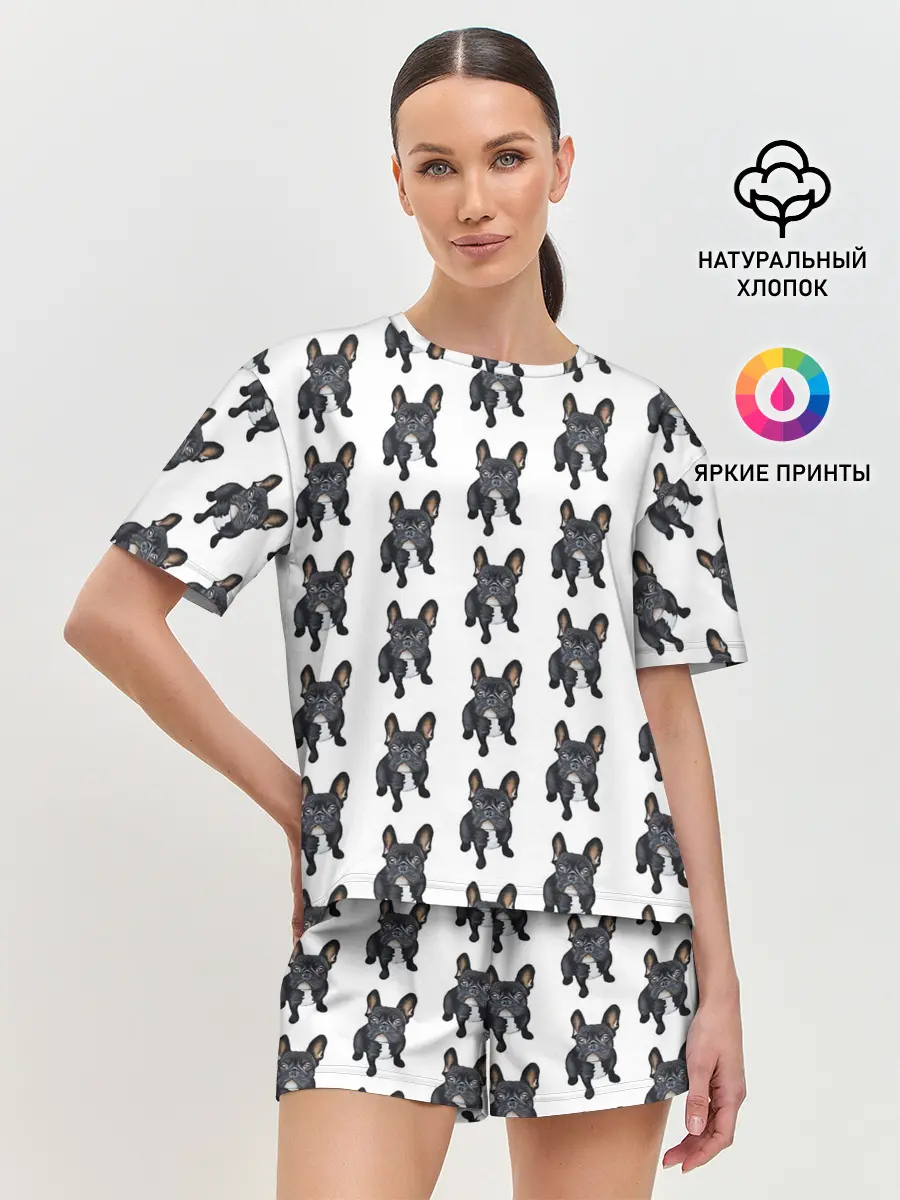 Женская пижама с шортами / Бульдожки