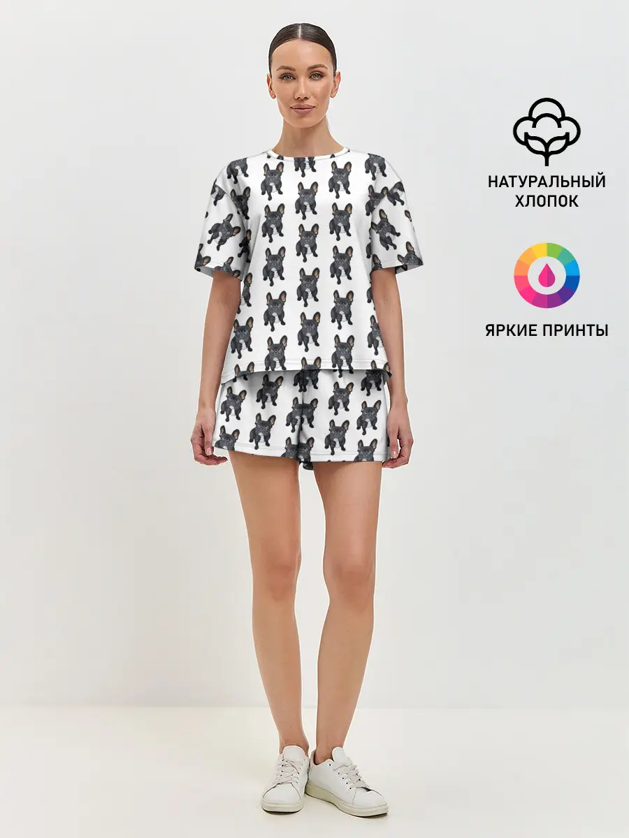 Женская пижама с шортами / Бульдожки