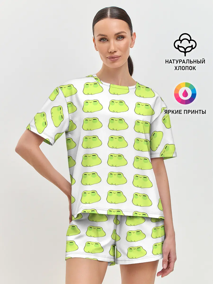 Женская пижама с шортами / лягушечки