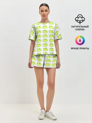 Женская пижама с шортами / лягушечки