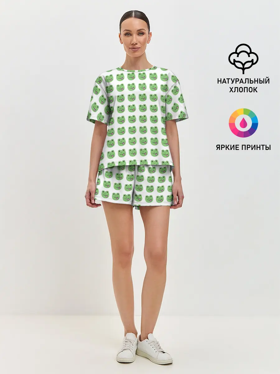 Женская пижама с шортами / лягушки