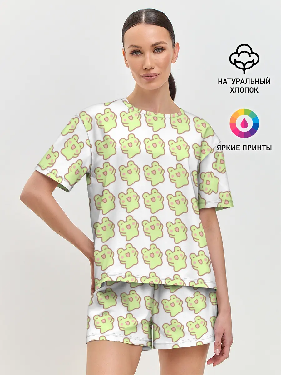 Женская пижама с шортами / счастливые лягушки