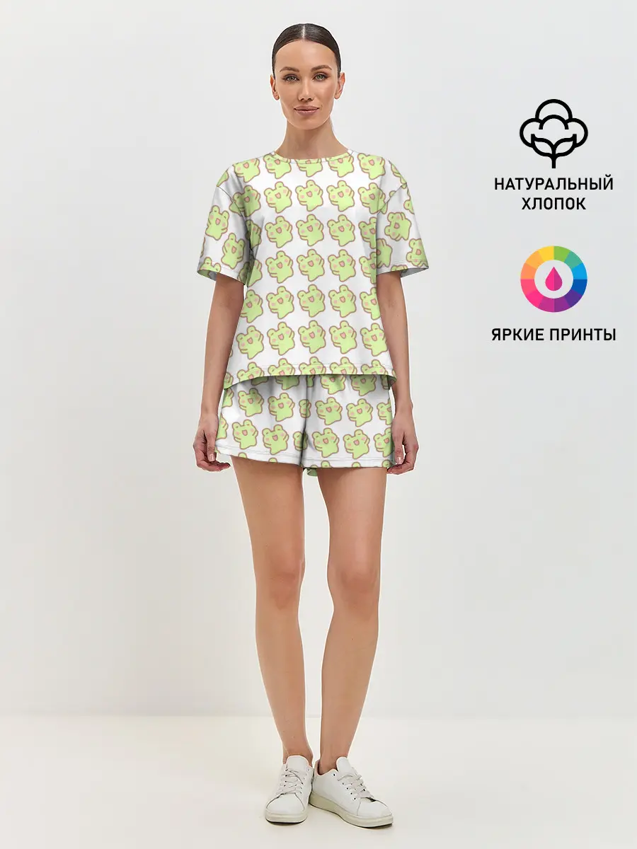 Женская пижама с шортами / счастливые лягушки