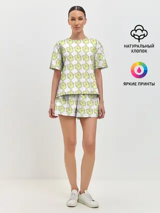 Женская пижама с шортами / счастливые лягушки